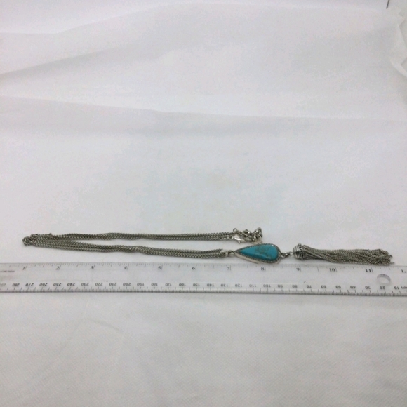 Lucky Brand Faux Turquoise Tassel Necklace 20" - Picture 5 of 5